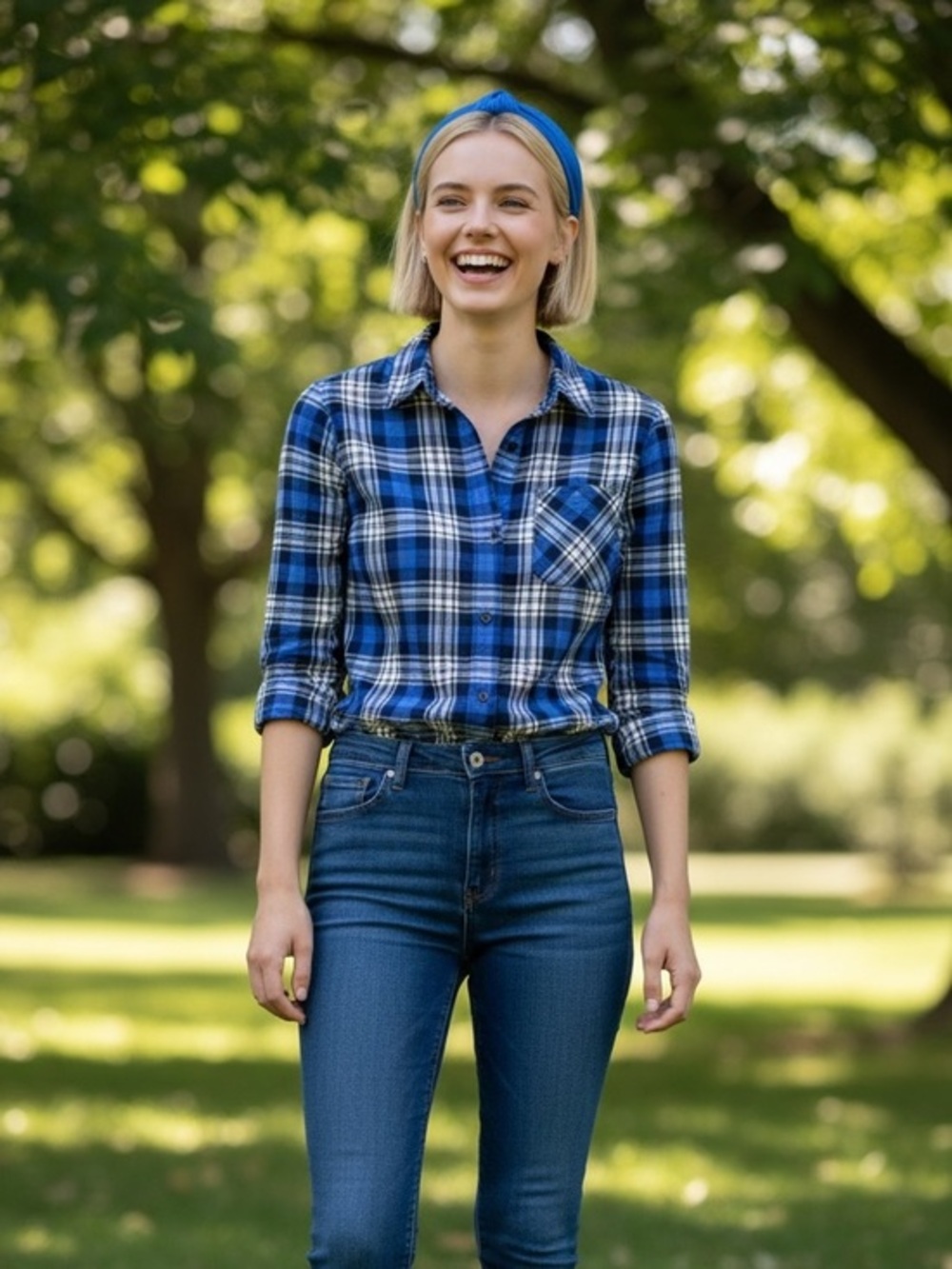 💙 J.Crew Blue Plaid Button Front Shirt Size 4 Cotton Blend